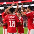 Equipa do Benfica em festejos