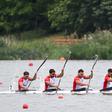 A tripulação portuguesa de K4 500 metros. Foto LUSA/EPA/Jakub Kaczmarczyk