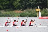 A tripulação portuguesa de K4 500 metros. Foto LUSA/EPA/Jakub Kaczmarczyk