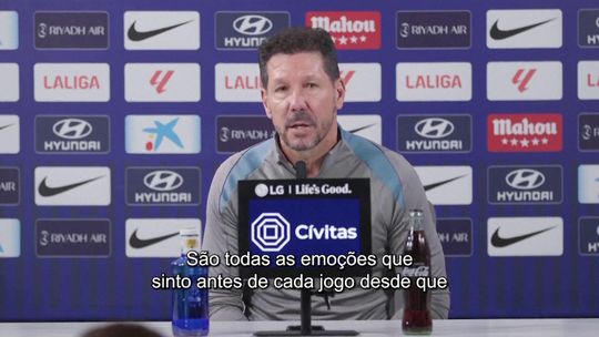 Simeone antes do dérbi: «Estou sempre ansioso, nervoso, com medo...»