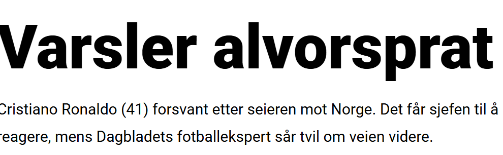 Dagbladet (Noruega): «Aviso de uma conversa séria». A imprensa norueguesa não deixou passar a forma como CR7 «desapareceu» após o triunfo e motivou a reação de Jorge Jesus