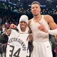 Vini Jr. recebe prenda de Giannis Antetokounmpo