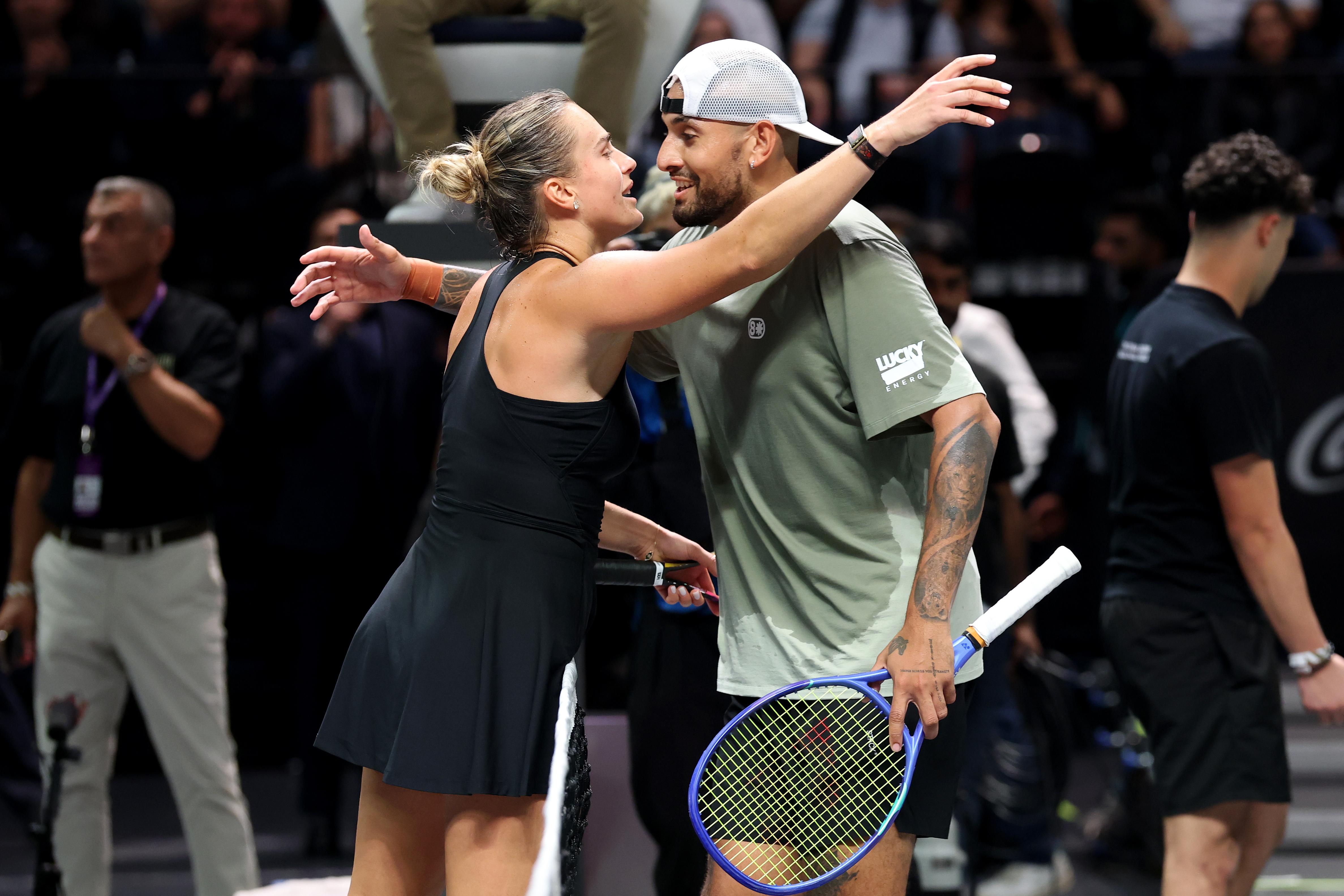 Aryna Sabalenka e Nick Kyrgios protagonizaram a versão 2025 da Batalha dos Sexos (EPA)
