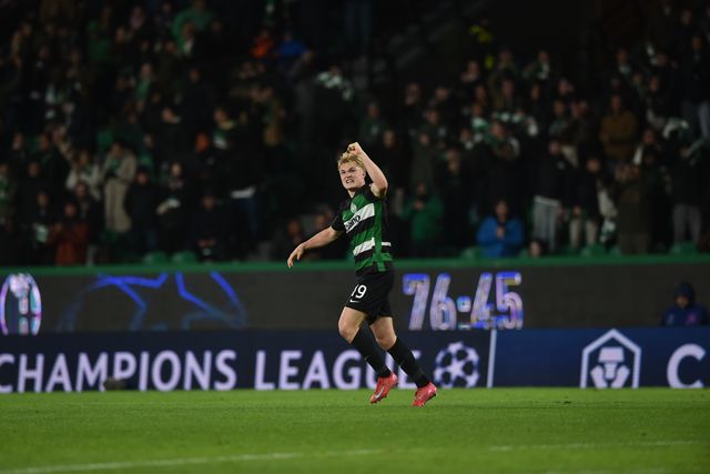 Harder festejou efusivamente o golo que marcou em Alvalade, que valeu o empate a um com o Bolonha, e garantiu passagem do Sporting ao play-off dos oitavos da Champions