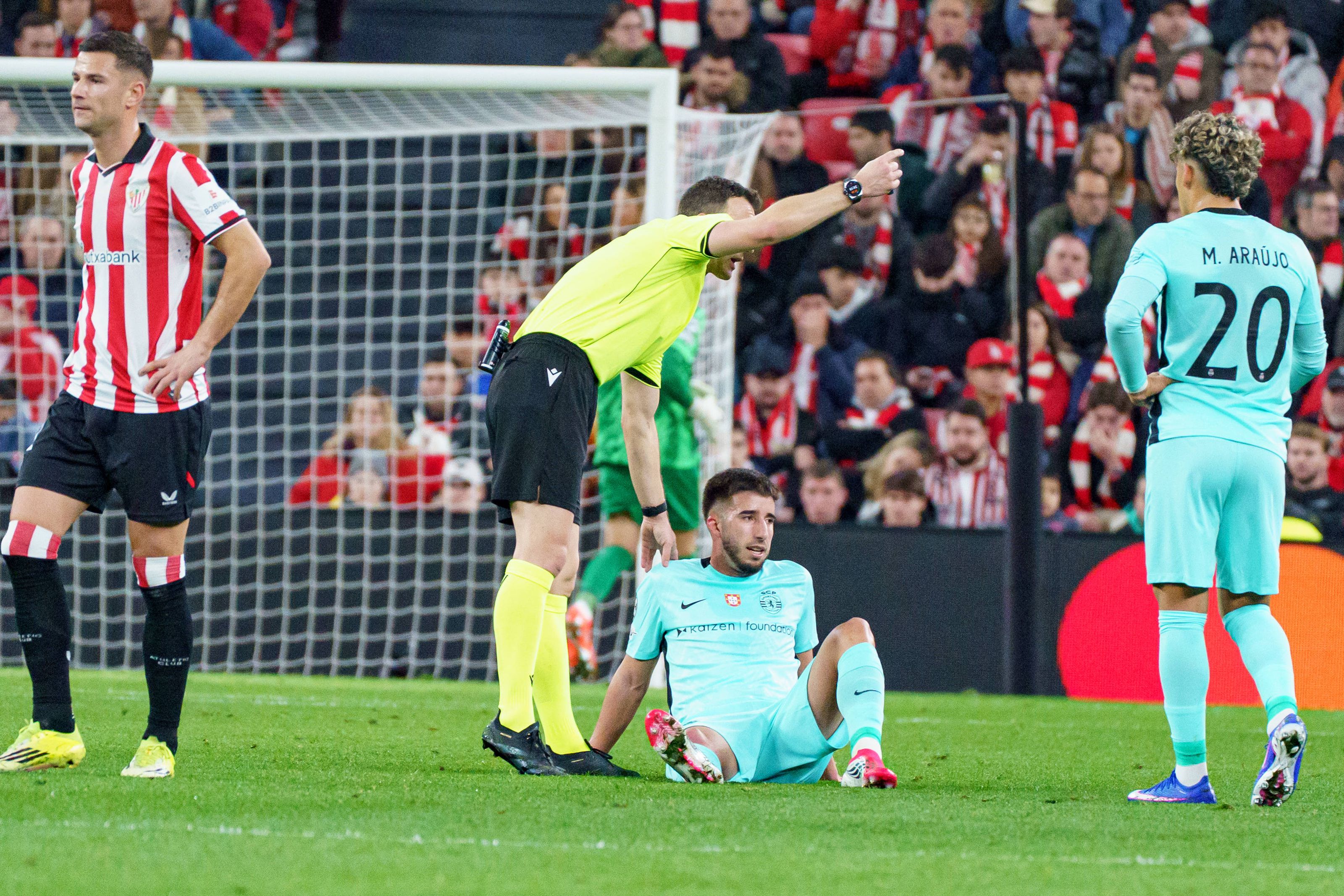 Gonçalo Inácio saiu aos 25 minutos do jogo em Bilbau devido a lesão mas recuperou e entra direto no onze, no lugar mais à esquerda da dupla central - Foto: IMAGO