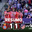 Atlético Madrid escorrega em casa do Espanhol (resumo)