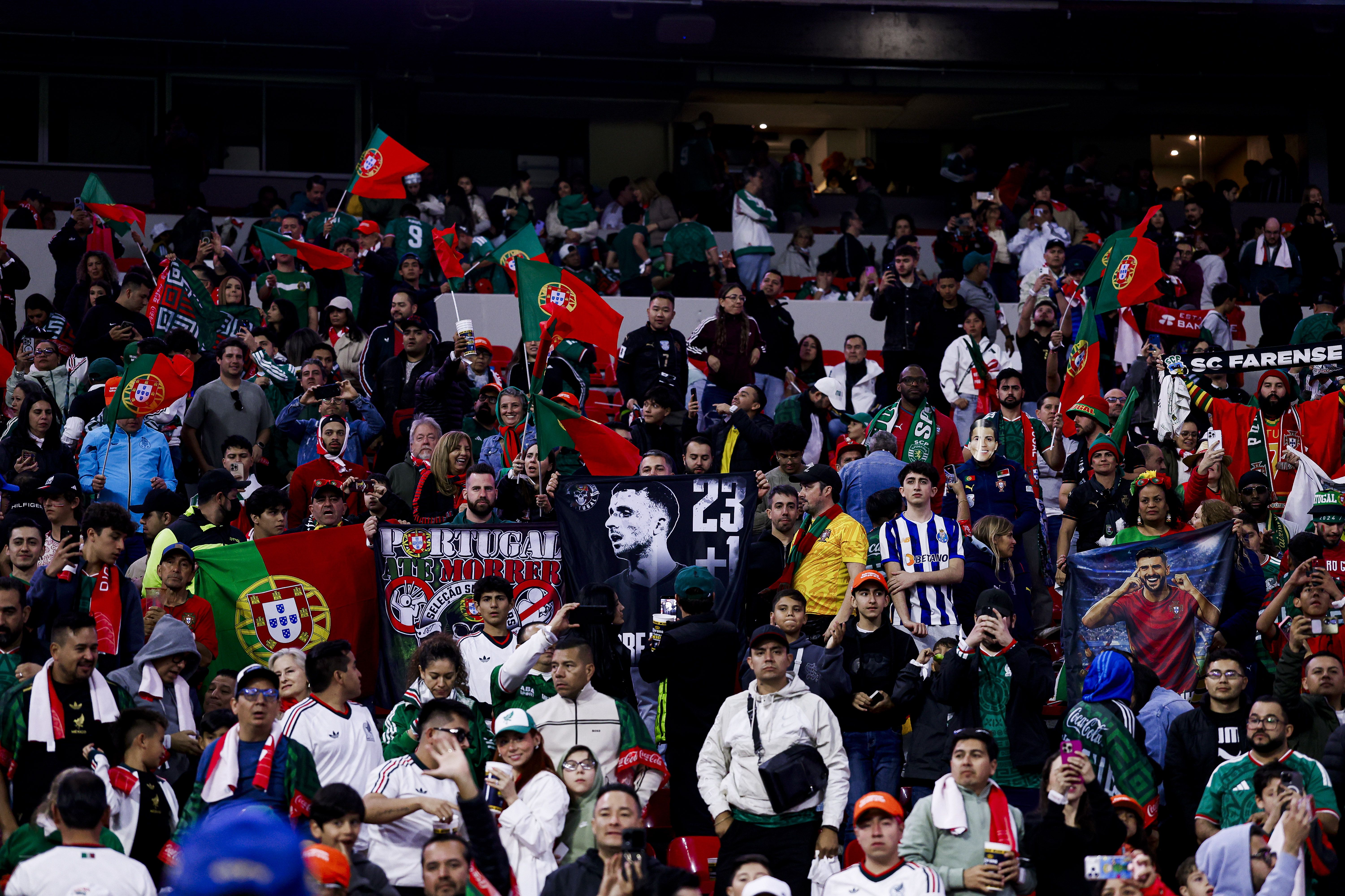 Apoio nas bancadas. Foto: FPF (México-Portugal)