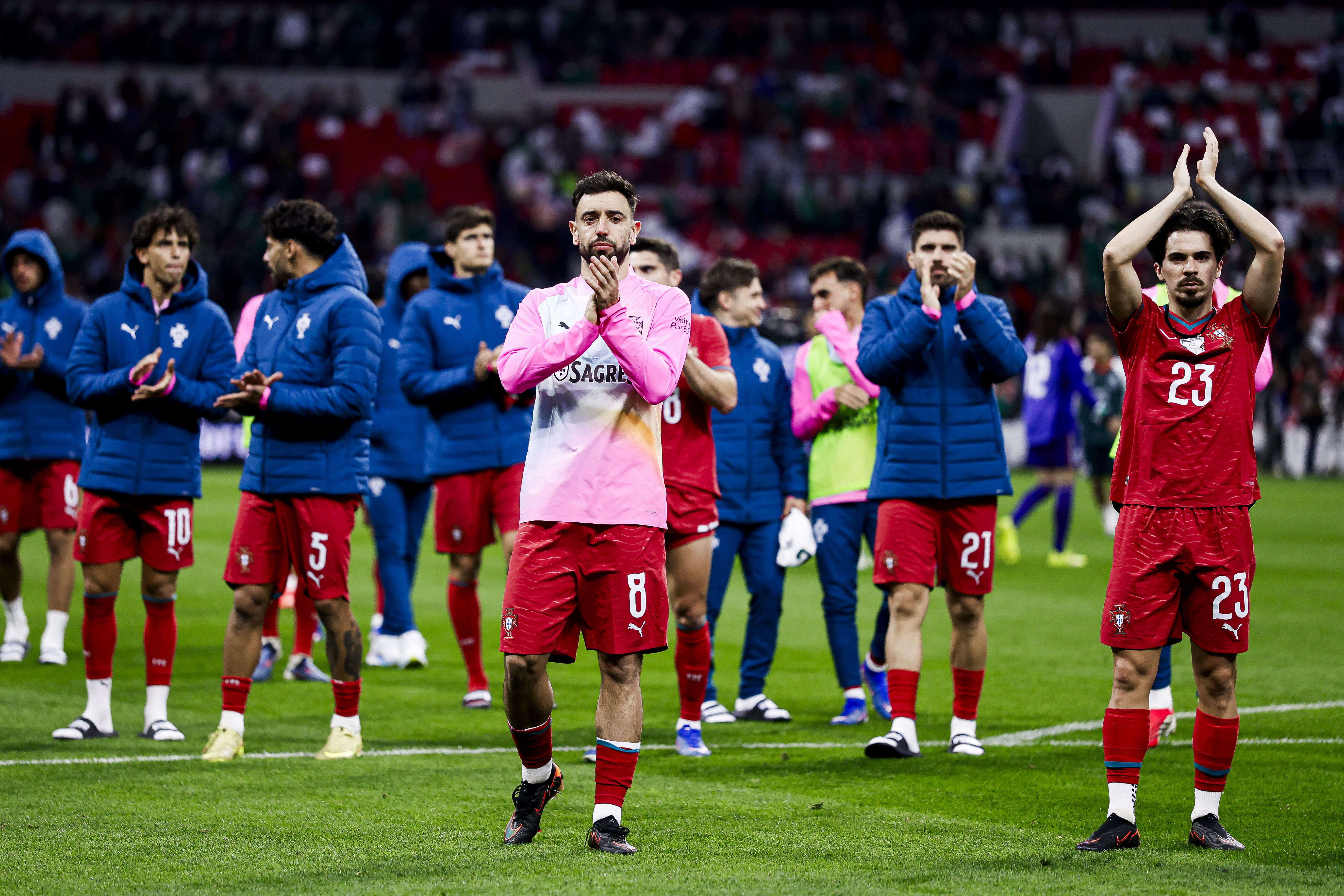 Jogadores da Seleção agradecem o apoio dos adeptos. Foto: FPF (México-Portugal)