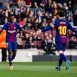 Dembélé e Messi juntos no Barcelona