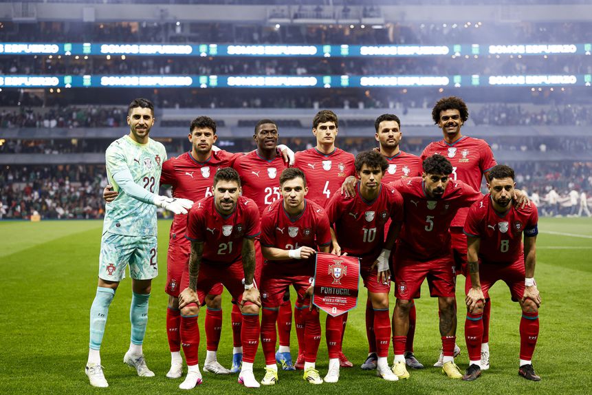 Onze de Portugal para a partida com o México. Foto: FPF (México-Portugal)
