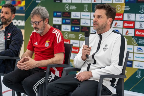 Edu Castro e Edo Bosch durante antevisão conjunta às meias-finais da Taça de Portugal (FPP)