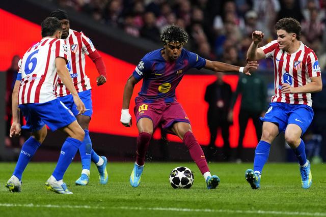 Lamine Yamal em ação frente ao Atlético Madrid