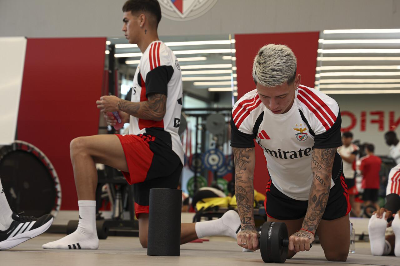 Prestianni a trabalhar no ginásio - Foto: Benfica