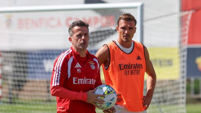 Marco Silva e João Palhinha, treinador e médio do Benfica - Foto: SL Benfica