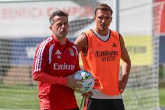 Marco Silva e João Palhinha, treinador e médio do Benfica - Foto: SL Benfica