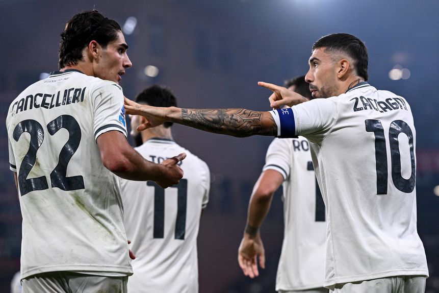 Jogadores da Lazio a celebrarem o golo de Cancellieri