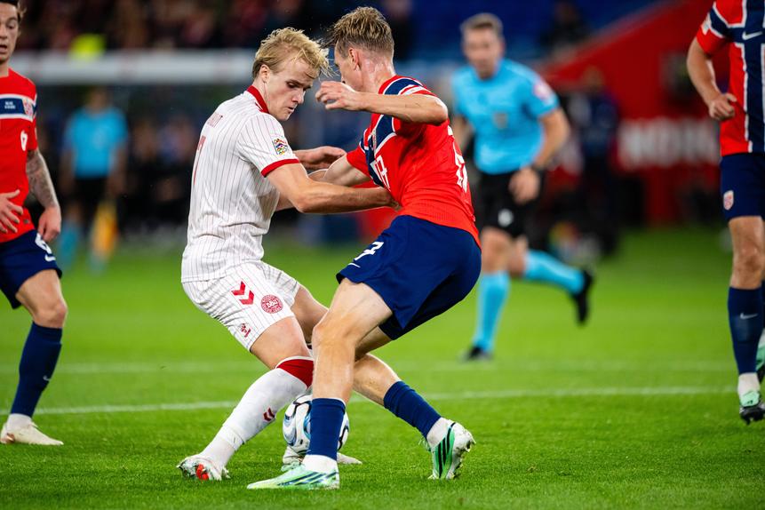 Victor Froholdt e Torbjorn Heggem no Dinamarca Noruega - Foto: Imago