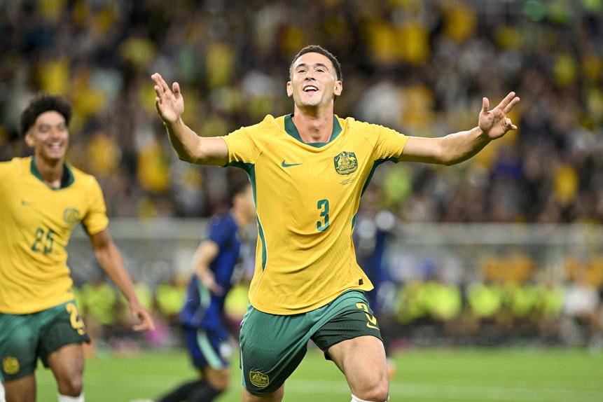 Alessandro Circati festeja golo com a camisola australiana