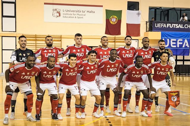 O Benfica iniciou a participação na 'main round' da Champions League de futsal com uma goleada volumosa. Foto: SL Benfica