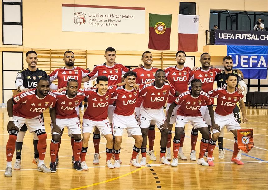 O Benfica iniciou a participação na 'main round' da Champions League de futsal com uma goleada volumosa. Foto: SL Benfica