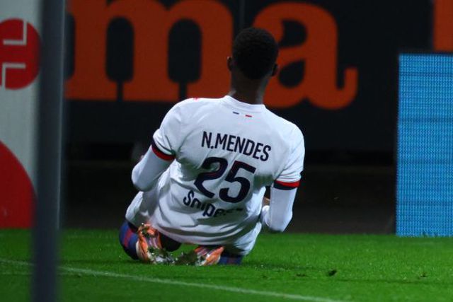 Nuno Mendes marcou o golo do PSG no jogo em que o campeão empatou 1-1 frente ao Lorient - FOTO PSG/X