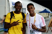 Usain Bolt e Jorge Paula, em 2011, nos Mundiais de Daegu (Instagram/Jorge Paula)