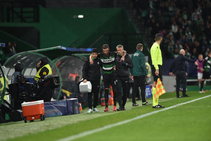 Debast, se semblante carregado, abandonou o relvado de Alvalade apoiado pelo corpo clínico