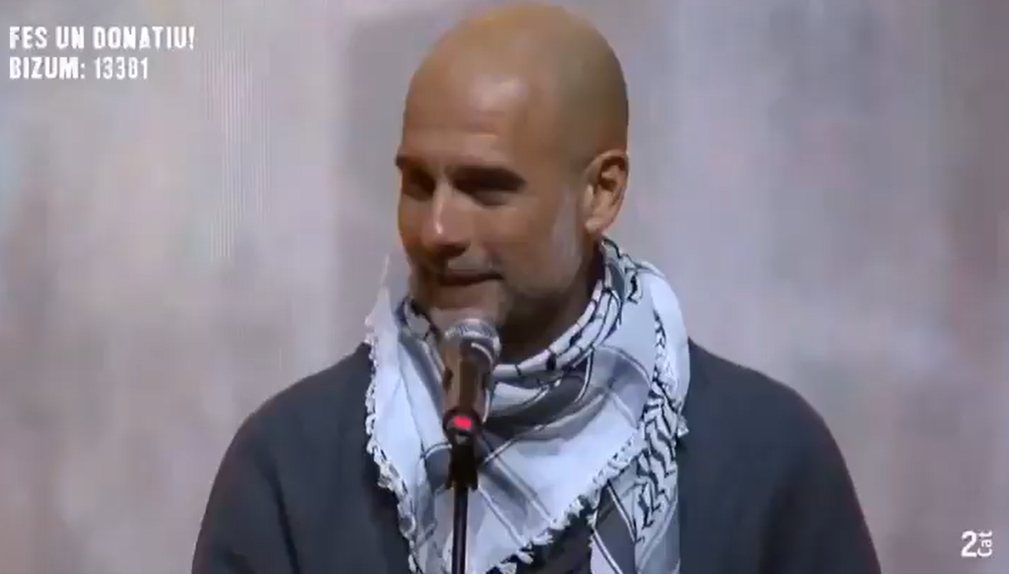 Pep Guardiola discursou no concerto «Act x Palestine»