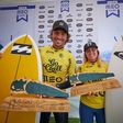Luís Perloiro e Francisca Veselko no pódio na Figueira da Foz, 1.ª etapa da Liga MEO 2025. Foto: Jorge Matreno/ANSurfistas