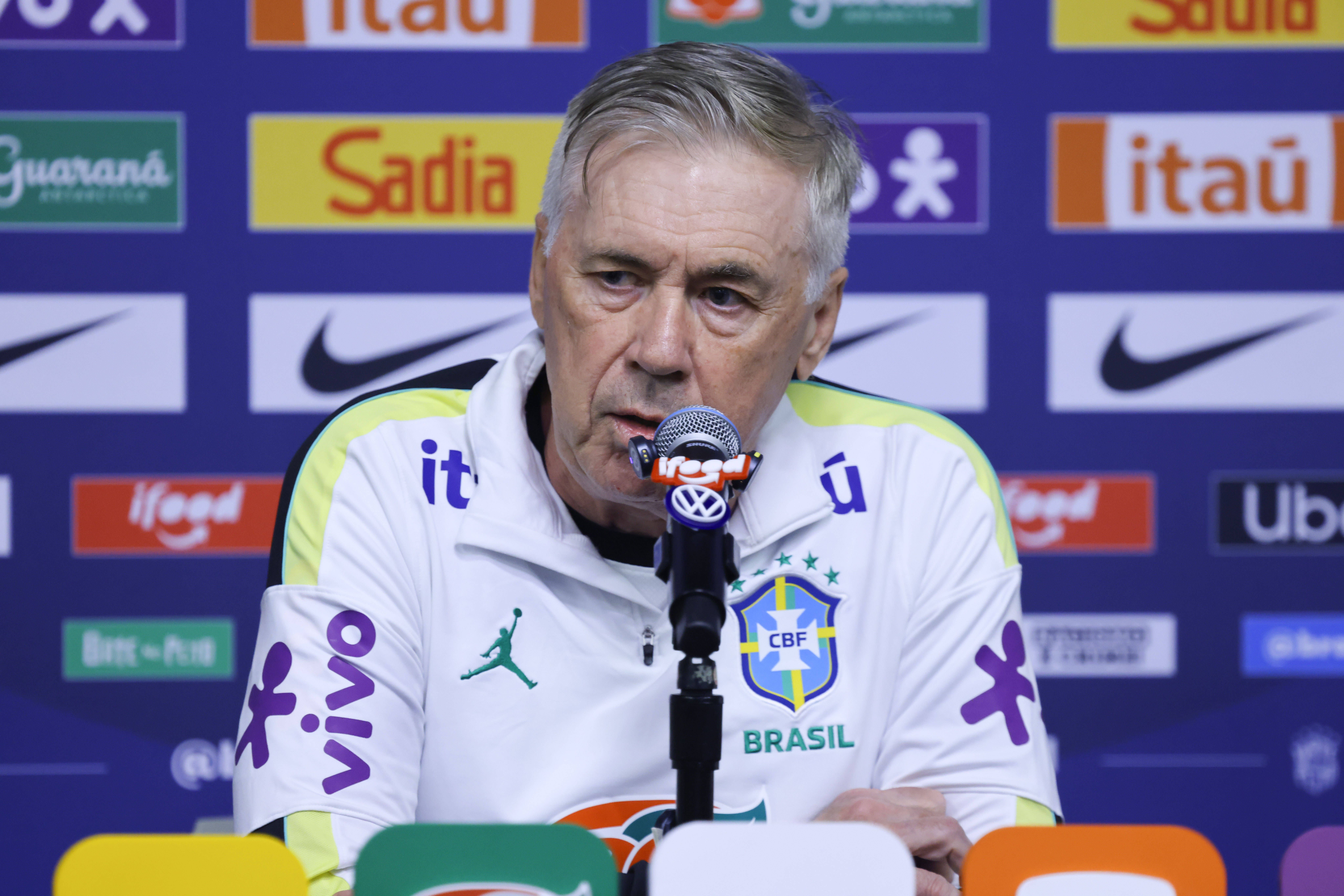 Carlo Ancelotti, selecionador do Brasil, falou em conferência de imprensa