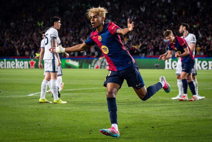 Frente ao Inter, Lamine Yamal transformou-se no mais jovem futebolista a marcar numa meia-final da UEFA Champions League. Foto IMAGO