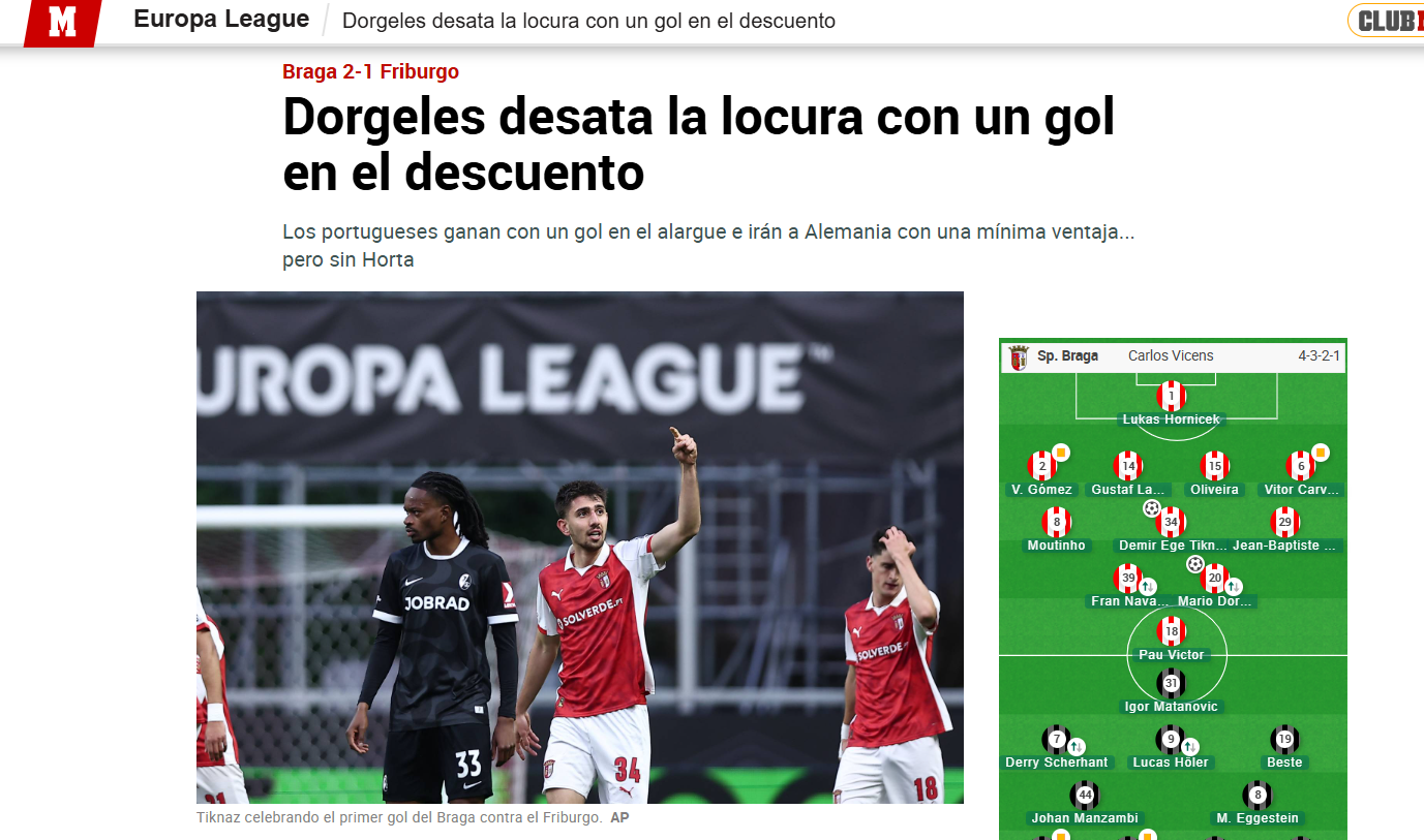 Marca: «Dorgeles desata a loucura com golo na compensação»