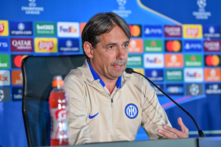 Simone Inzaghi, treinador do Inter, em conferência de imprensa