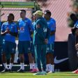 Carlo Ancelotti no treino do Brasil