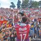 Festa dos jogadores com os adeptos do Torreense após a conquista da Taça de Portugal