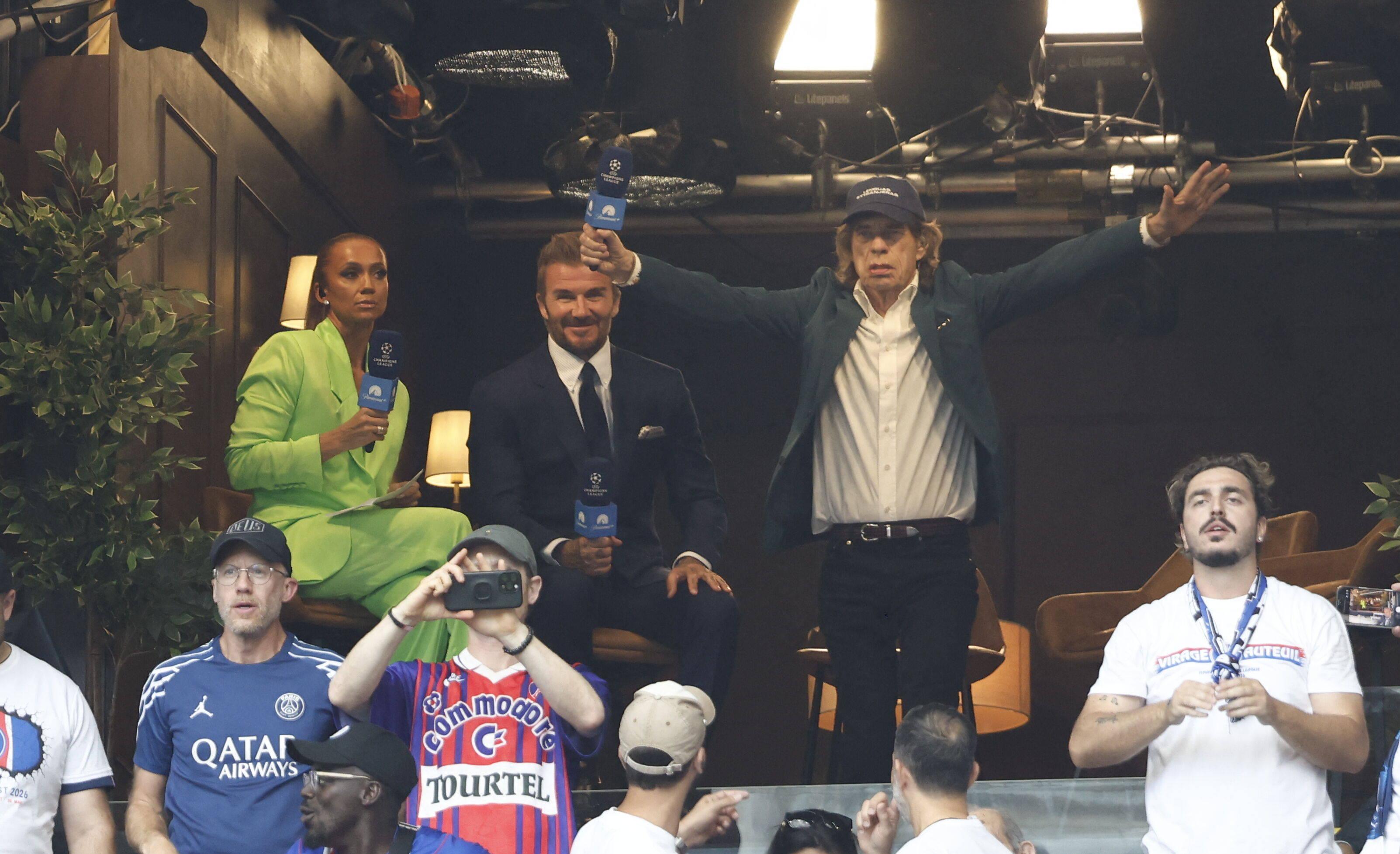 David Beckham e Mick Jagger na final da Champions
