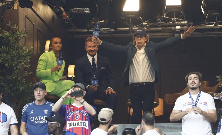 David Beckham e Mick Jagger na final da Champions