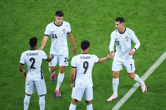 Cristiano Ronaldo e António Silva a serem substituídos por Gonçalo Ramos e Nélson Semedo no Geórgia-Portugal no Euro 2024 (Imago)