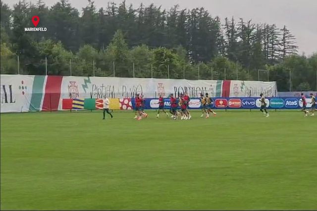 Treino matinal com muita chuva antes da ida para Frankfurt