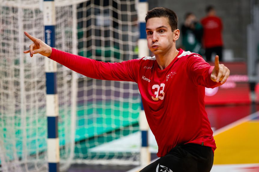 Diogo Rêma da Seleção Nacional de andebol sub-21 no Mundial 2025 na Polónia.  Foto Anze Malovrh / kolektiff