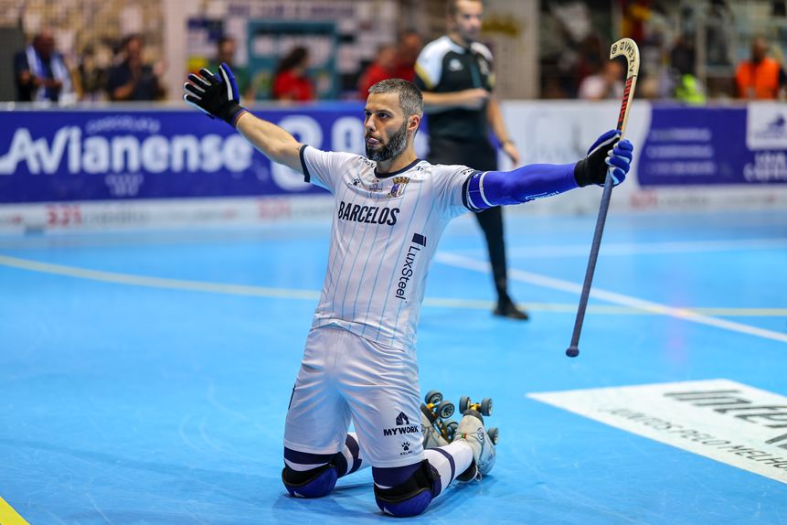 Luís Querido no jogo OC Barcelos-Benfica no campeonato nacional de hóquei em patins 2024-25. Foto FPP