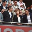 Reinaldo Teixeira (presidente da Liga), Helena Pires (CEO da FPF) e Rui Costa no Benfica-St. Gallen - Foto: Miguel Nunes