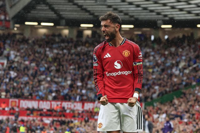 Bruno Fernandes a celebrar um golo do Manchester United
