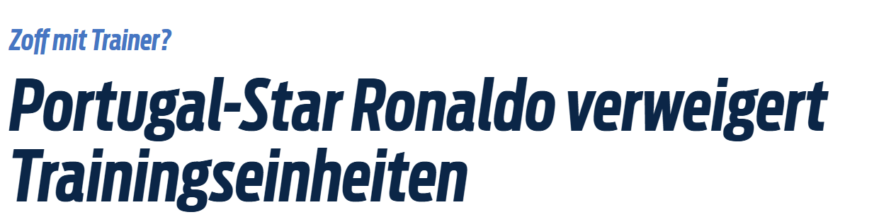 BILD (Alemanha) - «Ronaldo, estrela de Portugal, recusa-se a participar nos treinos» «Parece que há desentendimentos na seleção portuguesa: segundo relatos da imprensa, o treinador Jorge Jesus (72) e Cristiano Ronaldo (41) estão em conflito!»