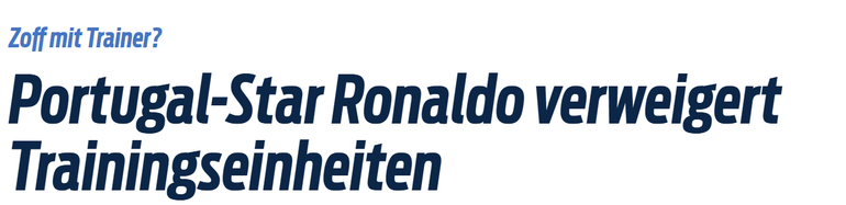 BILD (Alemanha) - «Ronaldo, estrela de Portugal, recusa-se a participar nos treinos» «Parece que há desentendimentos na seleção portuguesa: segundo relatos da imprensa, o treinador Jorge Jesus (72) e Cristiano Ronaldo (41) estão em conflito!»