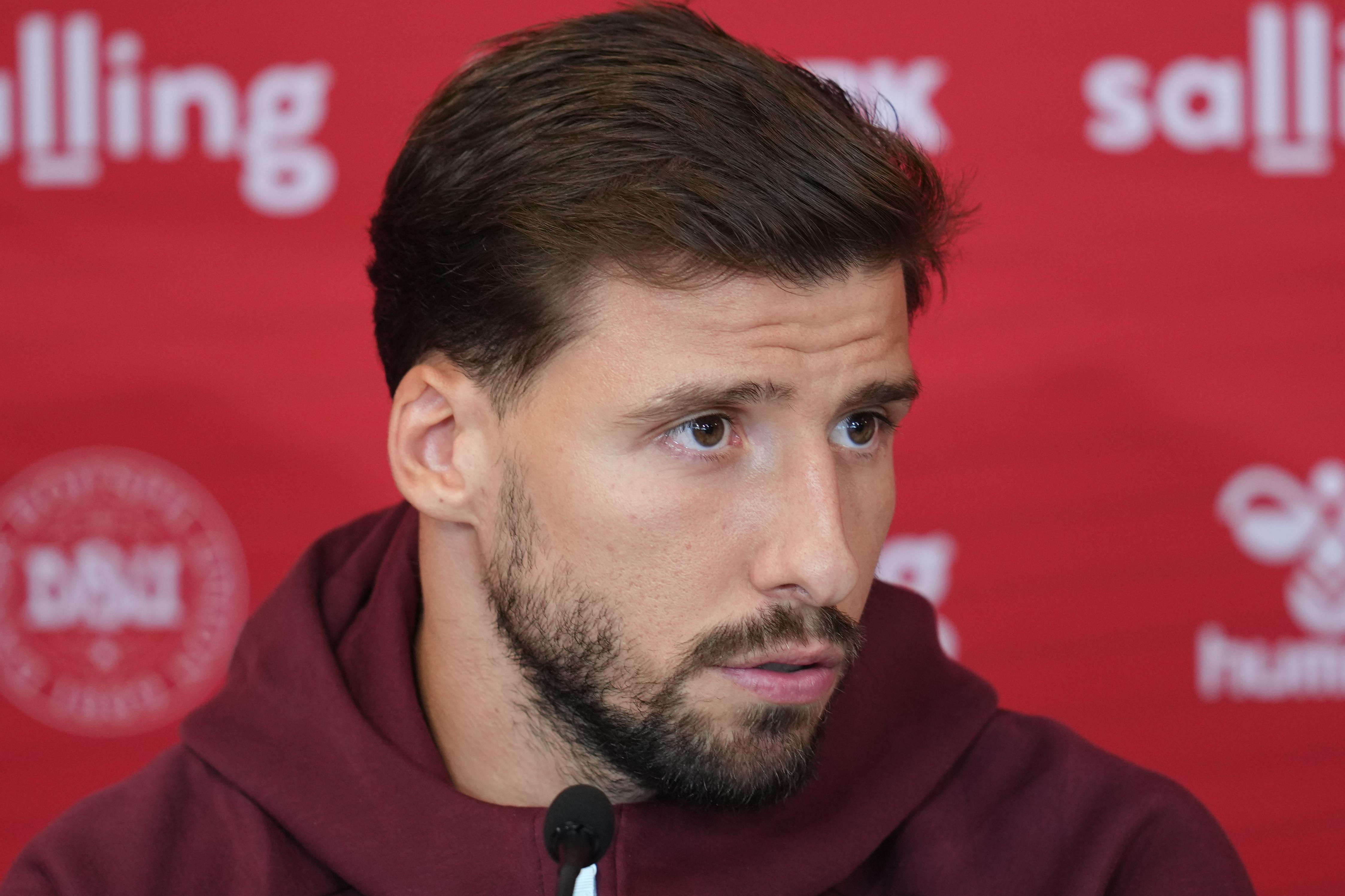 Rúben Dias voltou a falar após mais uma polémica a envolver Cristiano Ronaldo (Foto Liselotte Sabroe/EPA)