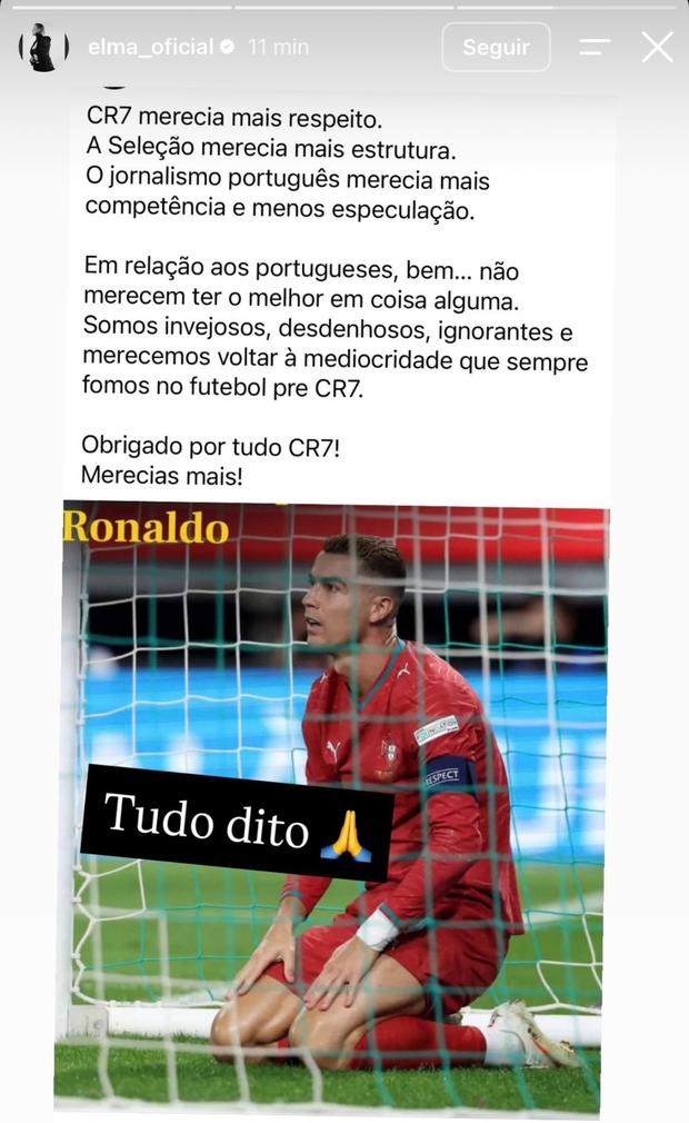 Elma Aveiro fez partilha nas redes sociais