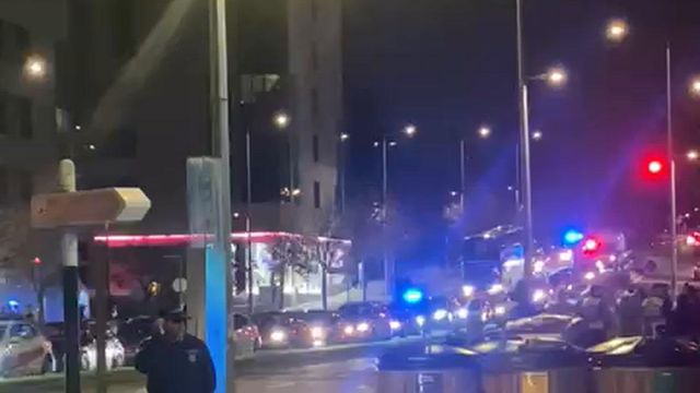 Equipa do Sporting a chegar ao estádio