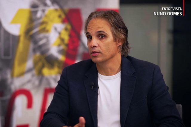 Nuno Gomes, antigo jogador do Benfica, na redação de A BOLA - Foto A BOLA