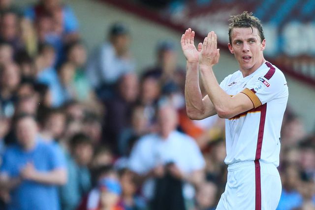 Stephen Warnock, no Bradford, na sua despedida como jogador de futebol